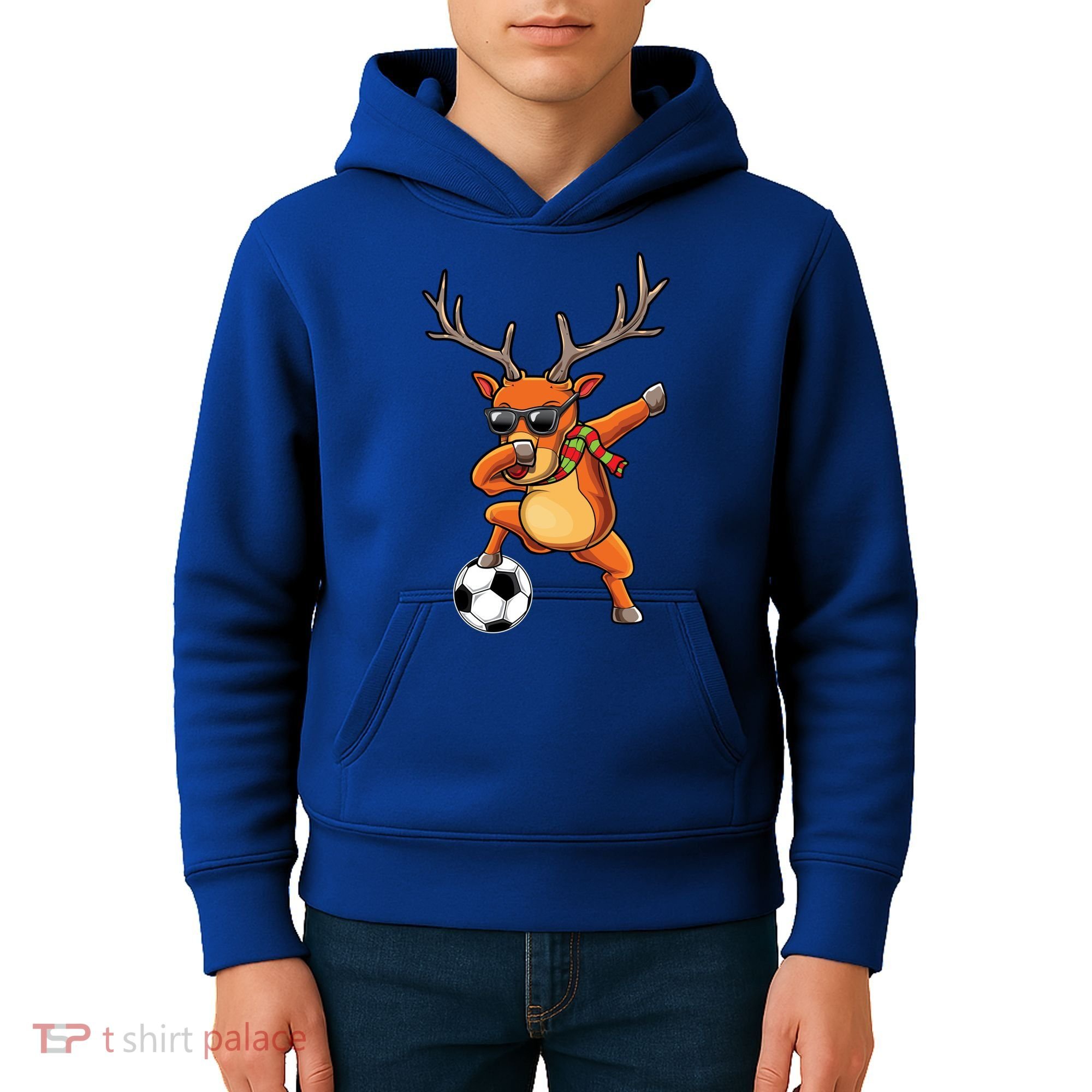 Funny Dabbing Reindeer Dab Christmas Soccer X Mas Funny Gift Kids Hoodie