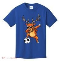 Funny Dabbing Reindeer Dab Christmas Soccer X Mas Funny Gift Kids T-Shirt thumb 0