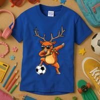 Funny Dabbing Reindeer Dab Christmas Soccer X Mas Funny Gift Kids T-Shirt thumb 3