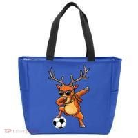 Funny Dabbing Reindeer Dab Christmas Soccer X Mas Funny Gift Tote Bag thumb 0