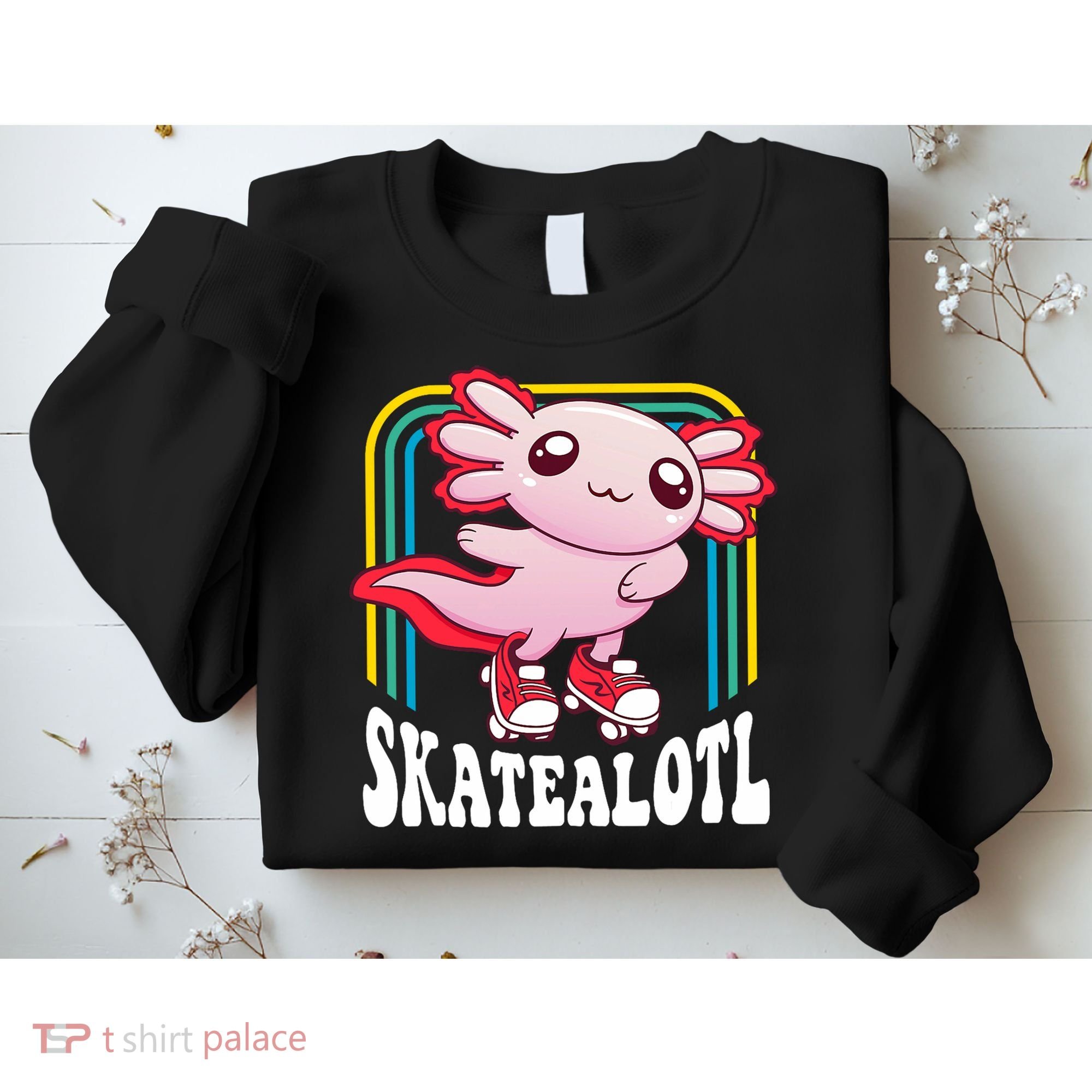 Funny Disco Roller Skate Axolotl Kawaii Salamander  Sweatshirt