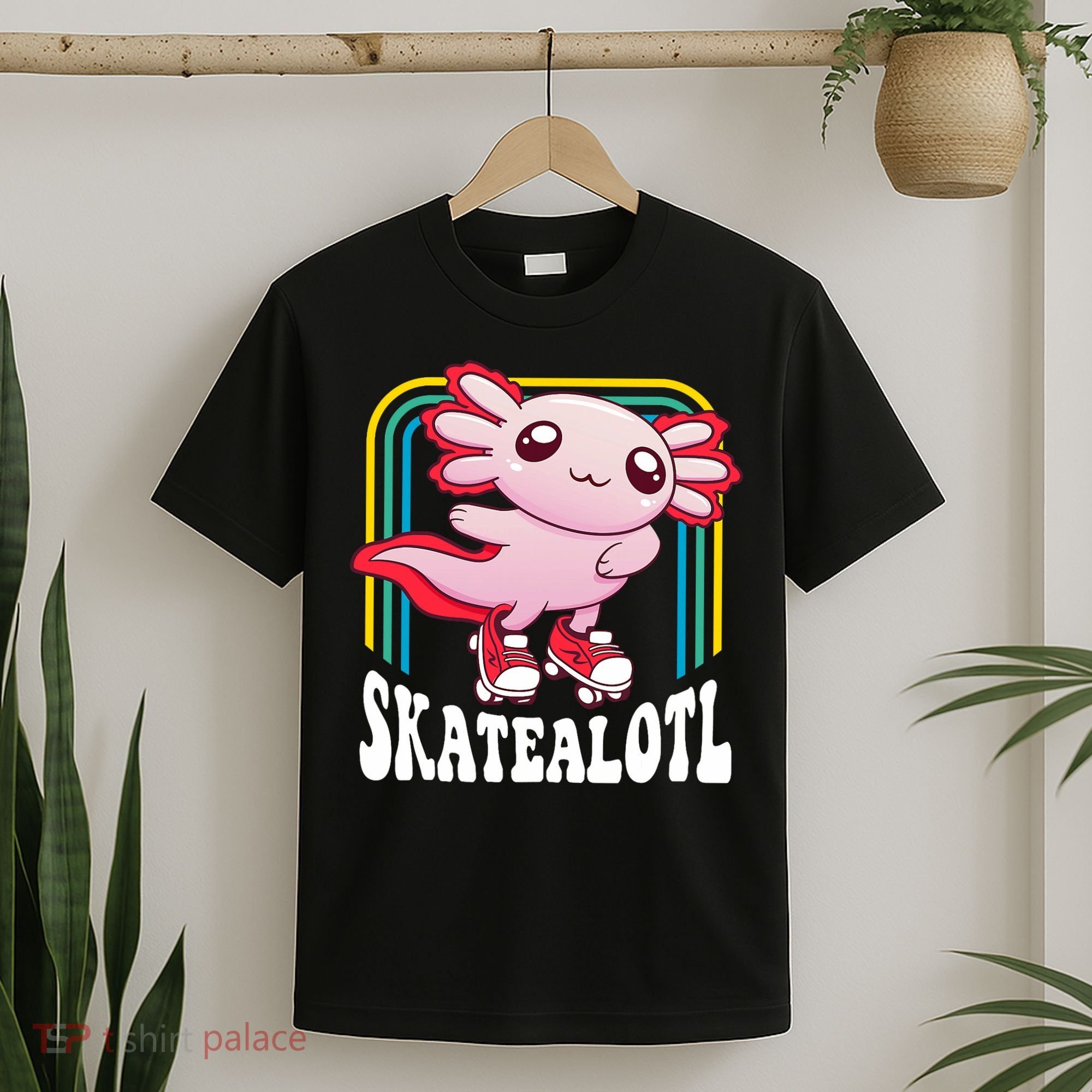 Funny Disco Roller Skate Axolotl Kawaii Salamander  T-Shirt