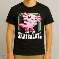 Funny Disco Roller Skate Axolotl Kawaii Salamander  T-Shirt thumb 3