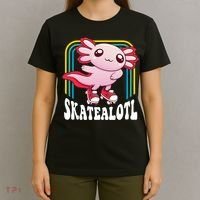 Funny Disco Roller Skate Axolotl Kawaii Salamander  T-Shirt thumb 4
