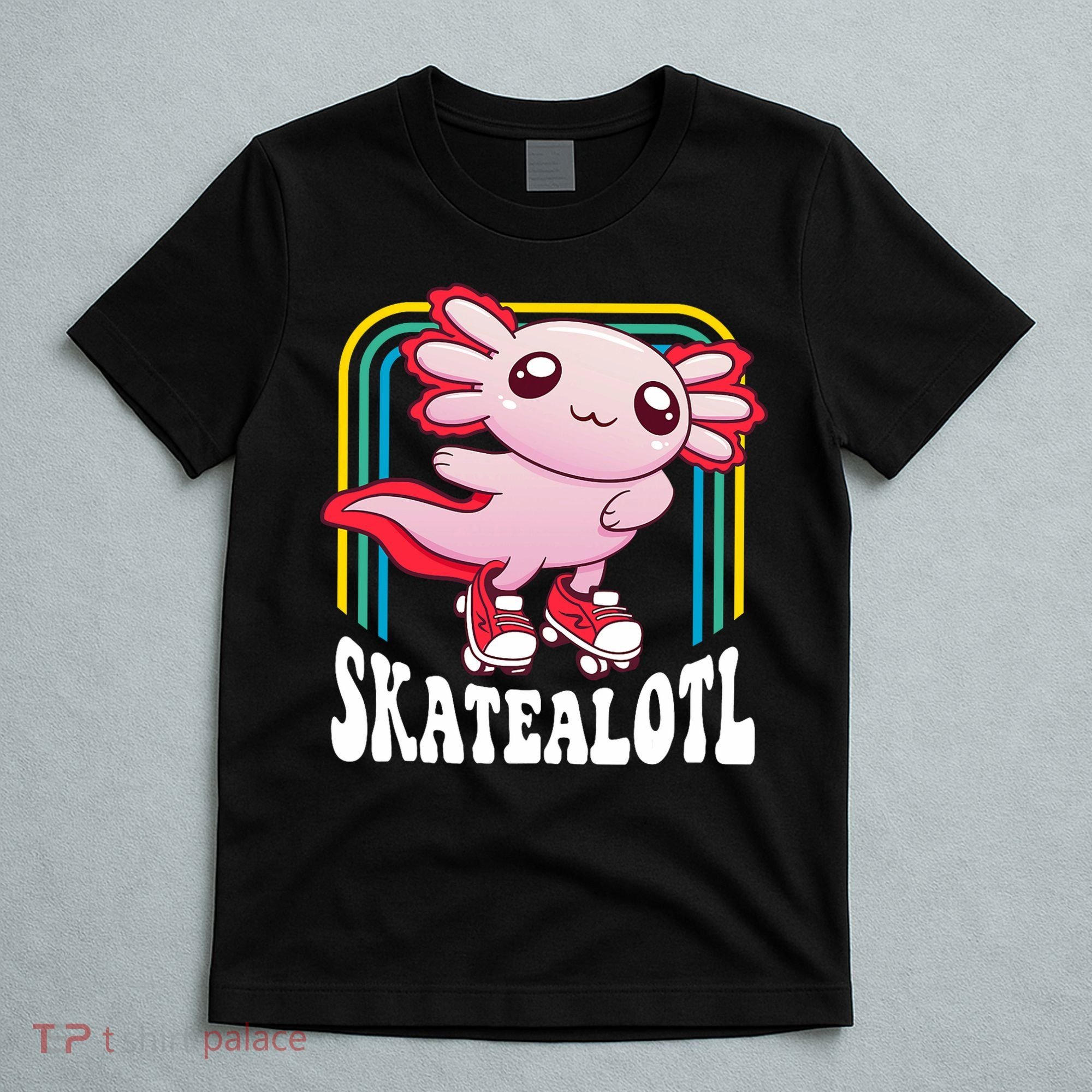 Funny Disco Roller Skate Axolotl Kawaii Salamander  T-Shirt