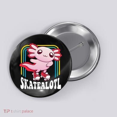Funny Disco Roller Skate Axolotl Kawaii Salamander  Button