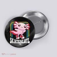Funny Disco Roller Skate Axolotl Kawaii Salamander  Button thumb 0