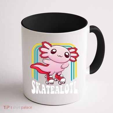 Funny Disco Roller Skate Axolotl Kawaii Salamander  Coffee Mug back