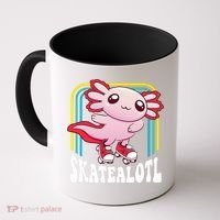 Funny Disco Roller Skate Axolotl Kawaii Salamander  Coffee Mug thumb 0