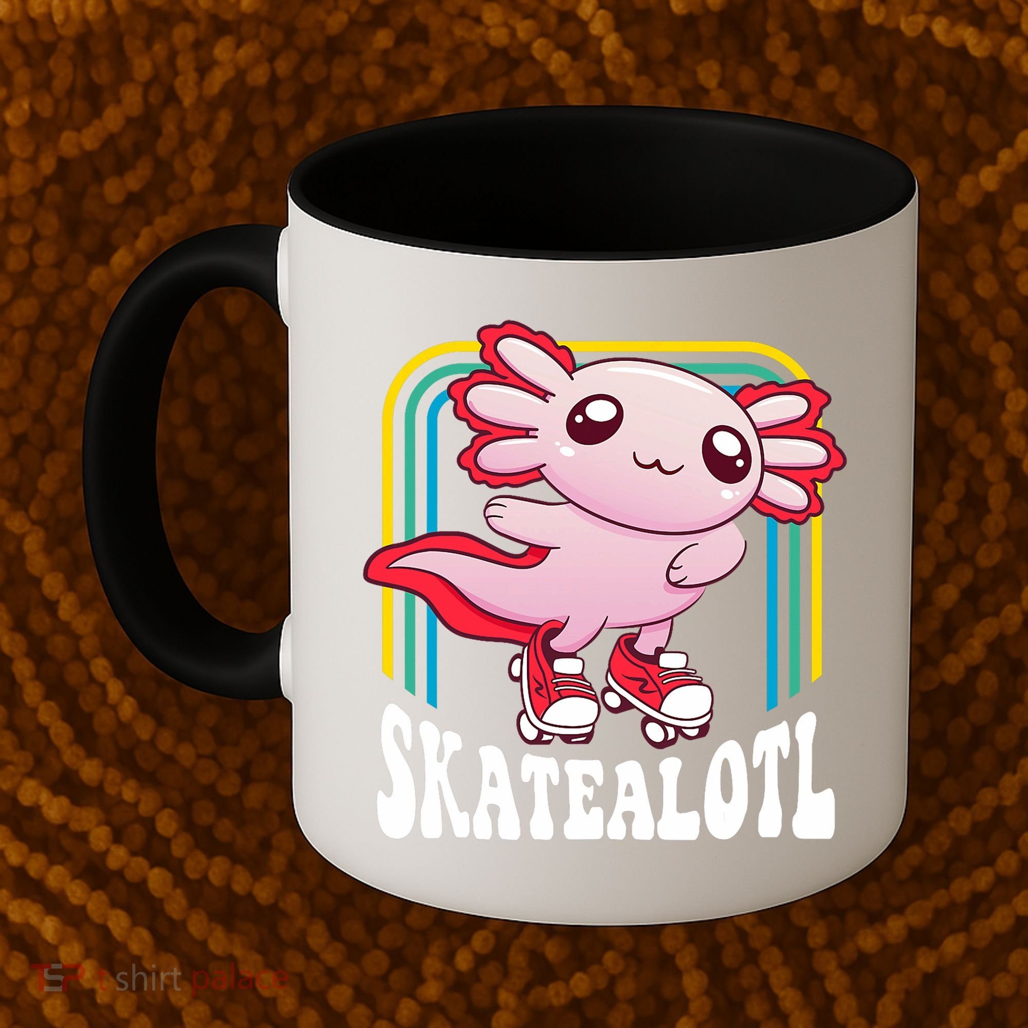 Funny Disco Roller Skate Axolotl Kawaii Salamander  Coffee Mug