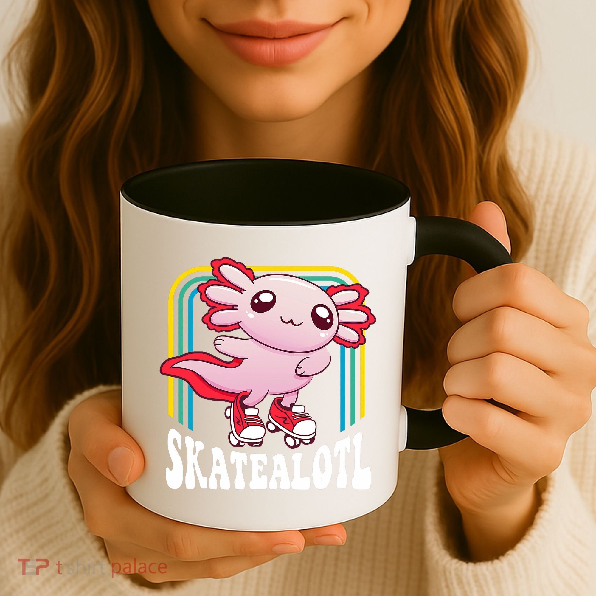 Funny Disco Roller Skate Axolotl Kawaii Salamander  Coffee Mug