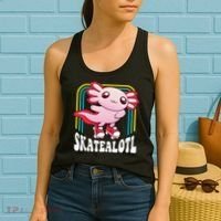 Funny Disco Roller Skate Axolotl Kawaii Salamander  Women's Tank Top thumb 2