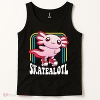 Funny Disco Roller Skate Axolotl Kawaii Salamander  Tank Top thumb 2
