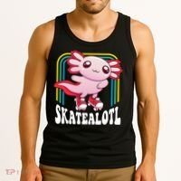 Funny Disco Roller Skate Axolotl Kawaii Salamander  Tank Top thumb 3