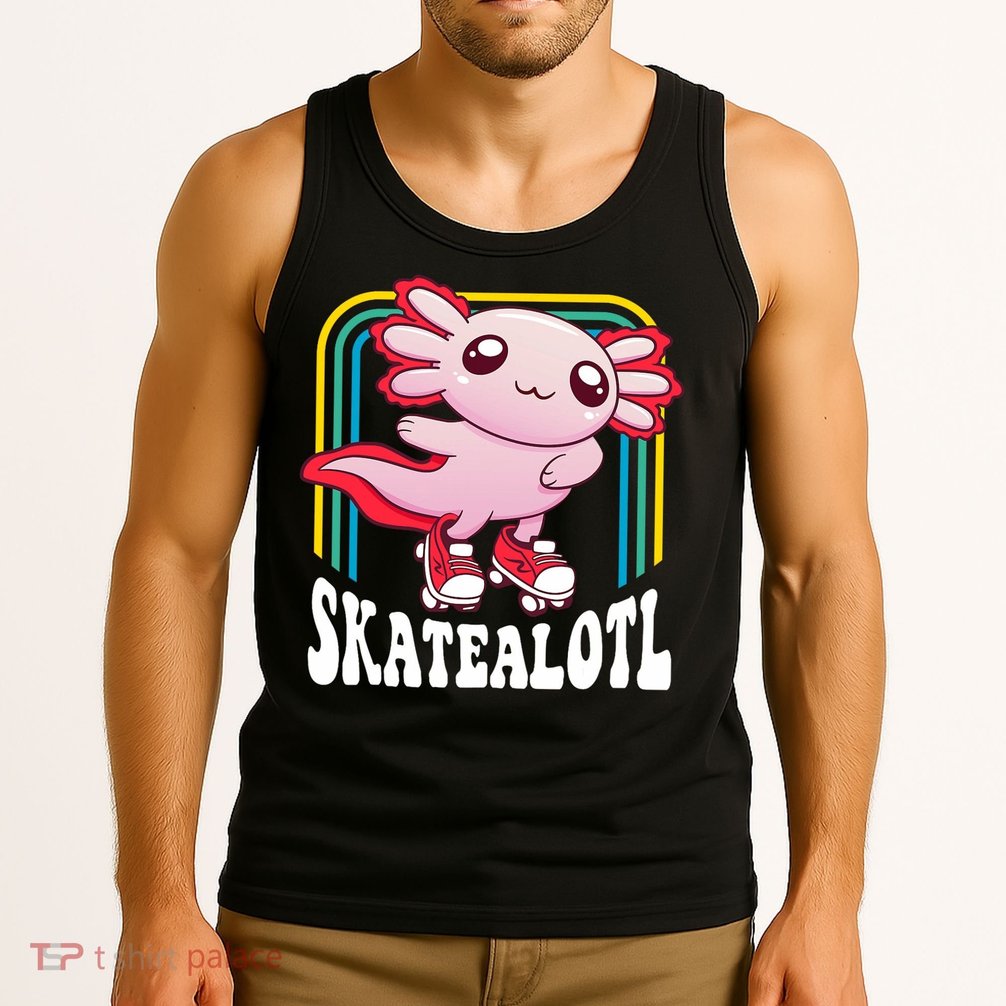 Funny Disco Roller Skate Axolotl Kawaii Salamander  Tank Top
