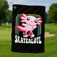 Funny Disco Roller Skate Axolotl Kawaii Salamander  Golf Towel thumb 1