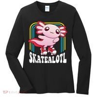 Funny Disco Roller Skate Axolotl Kawaii Salamander  Women's Long Sleeve Shirt thumb 0