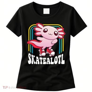 Funny Disco Roller Skate Axolotl Kawaii Salamander  Women's T-Shirt