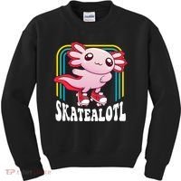 Funny Disco Roller Skate Axolotl Kawaii Salamander  Kids Sweatshirt thumb 0