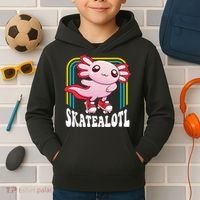 Funny Disco Roller Skate Axolotl Kawaii Salamander  Kids Hoodie thumb 2