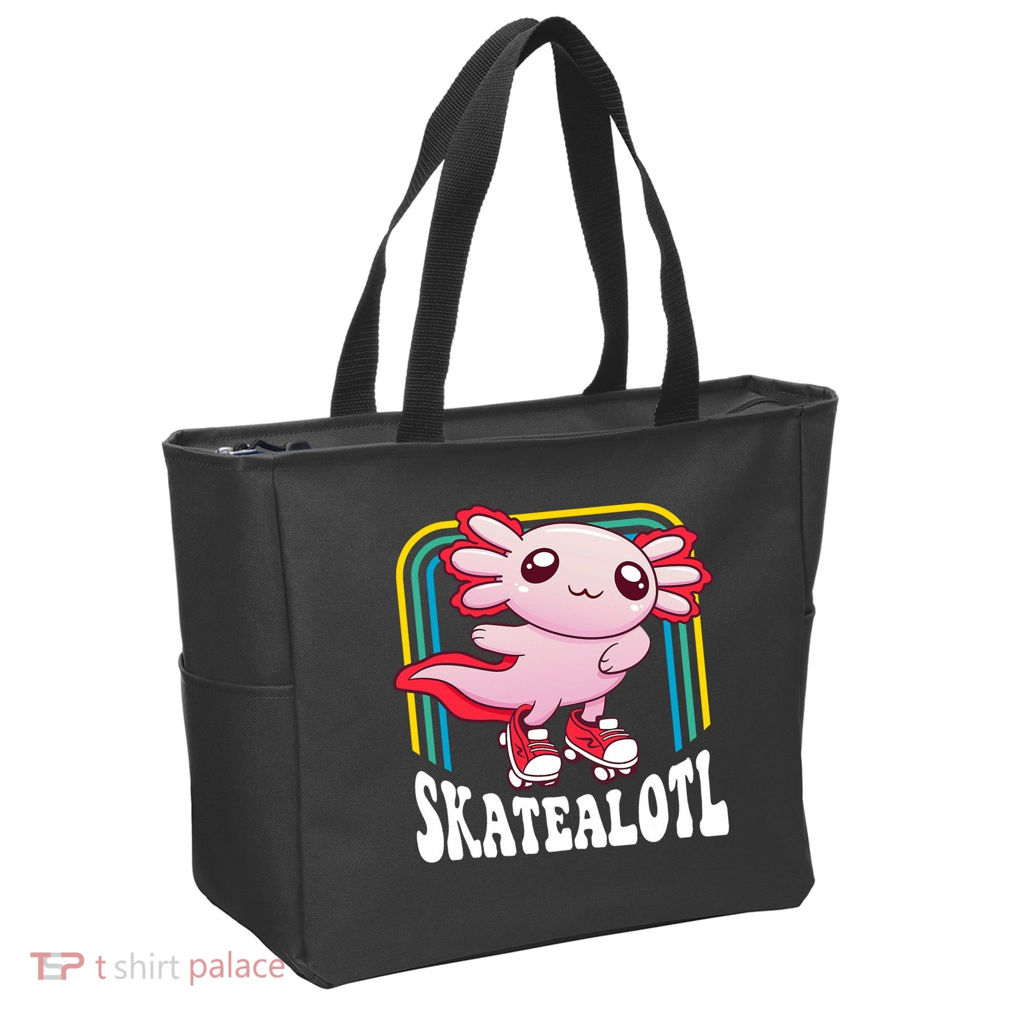 Funny Disco Roller Skate Axolotl Kawaii Salamander  Tote Bag