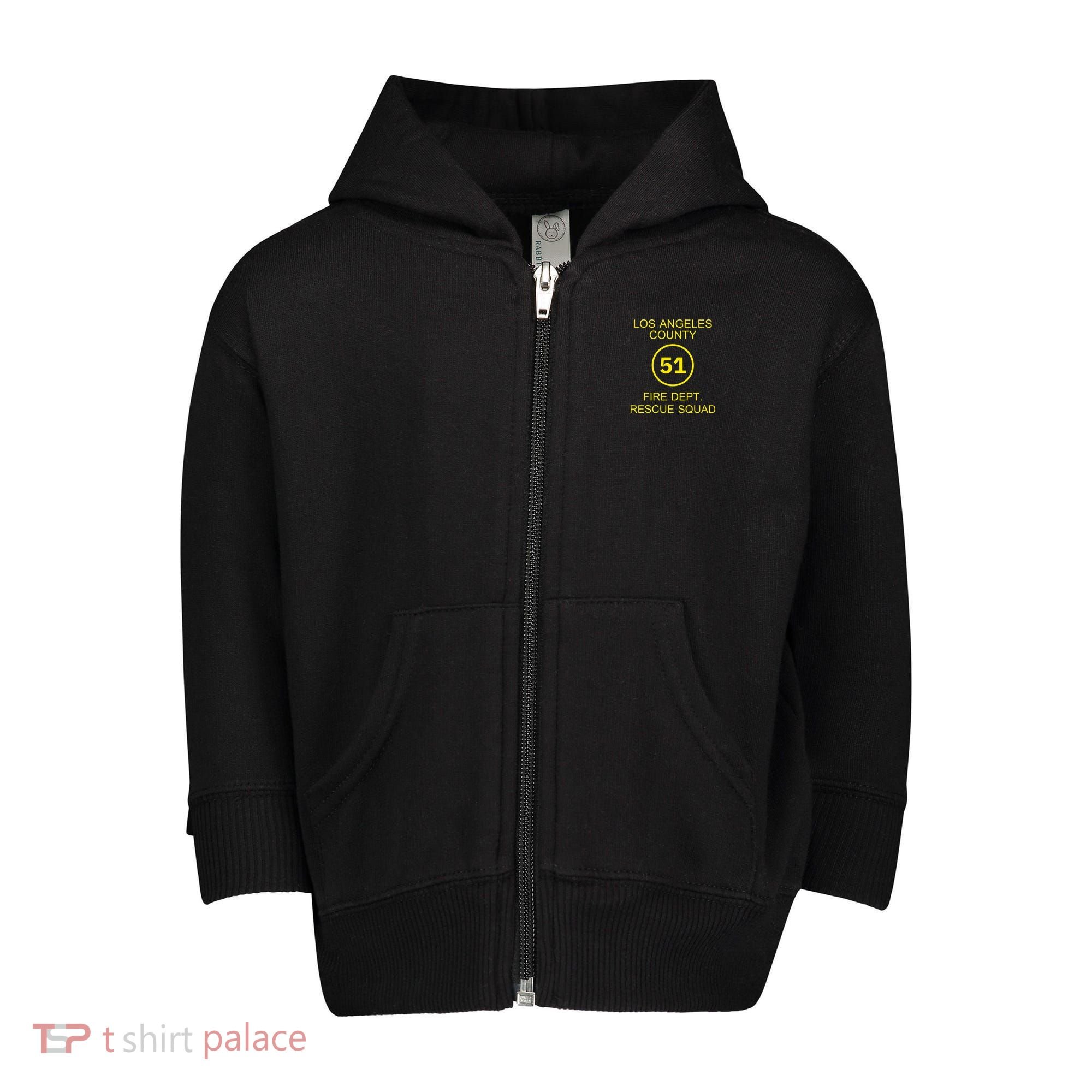 Fire Department Rescue Squad Team L.A. County 51 Toddler Zip Fleece Hoodie