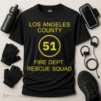 Fire Department Rescue Squad Team L.A. County 51 Cooling Performance Crew T-Shirt thumb 3