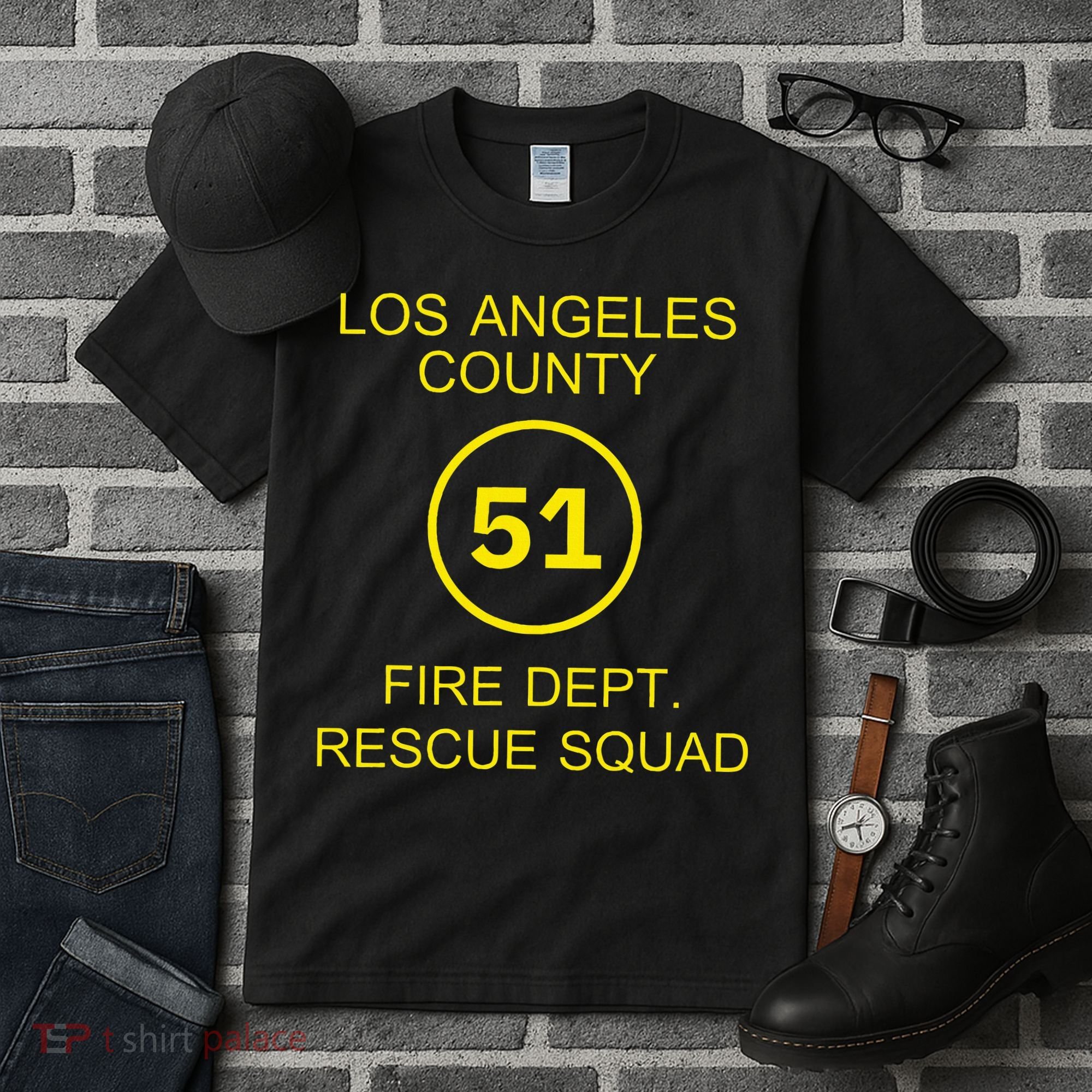Fire Department Rescue Squad Team L.A. County 51 Tall T-Shirt