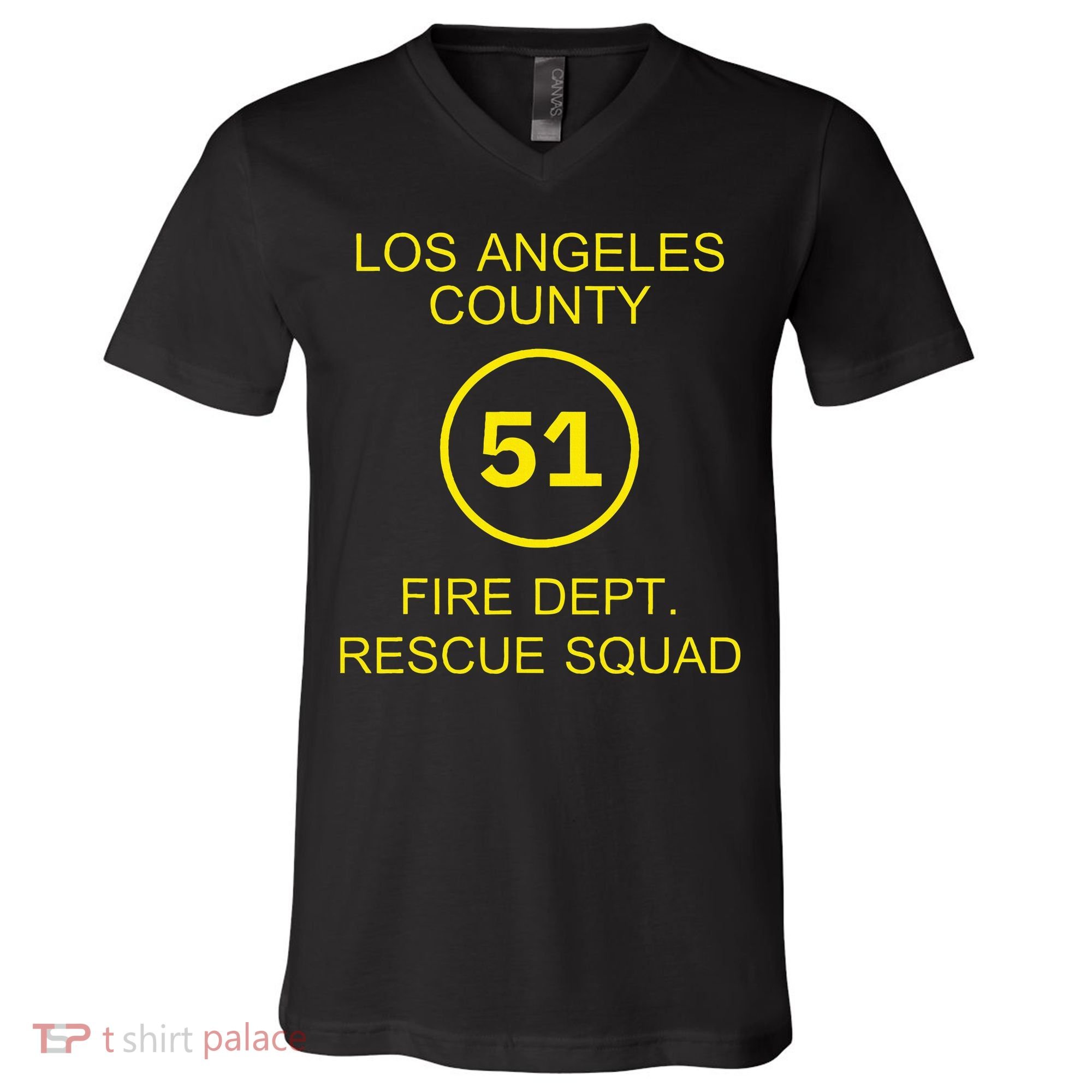 Fire Department Rescue Squad Team L.A. County 51 V-Neck T-Shirt
