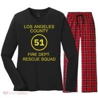 Fire Department Rescue Squad Team L.A. County 51 Women's Long Sleeve Flannel Pajama Set  thumb 0