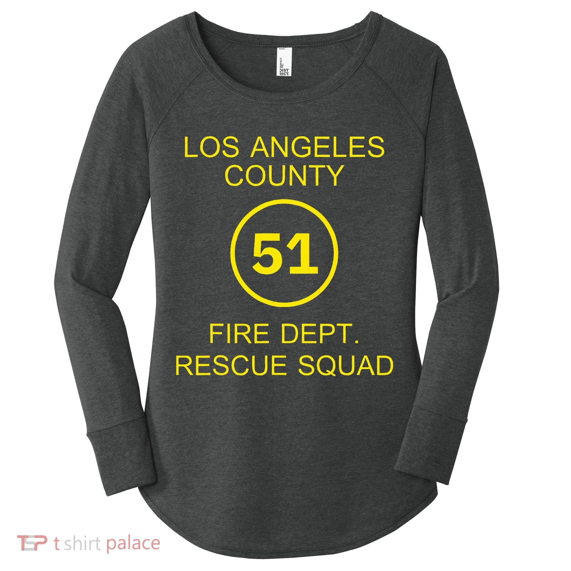 Fire Department Rescue Squad Team L.A. County 51 Women's Perfect Tri Tunic Long Sleeve Shirt