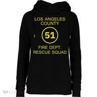 Fire Department Rescue Squad Team L.A. County 51 Womens Funnel Neck Pullover Hood thumb 0