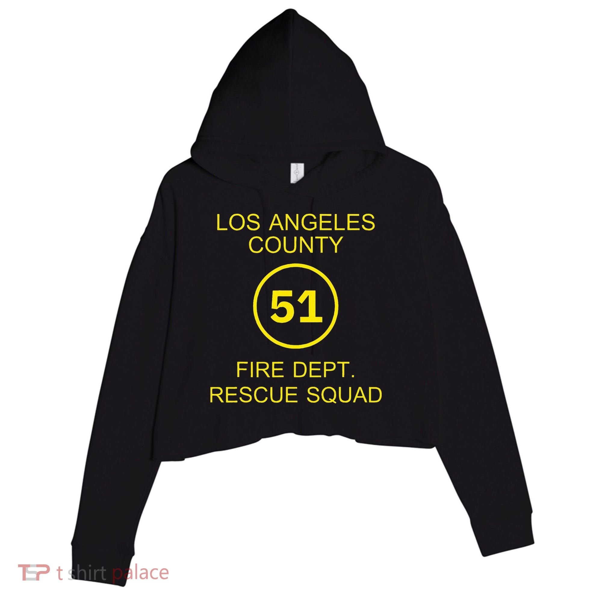 Fire Department Rescue Squad Team L.A. County 51 Crop Fleece Hoodie