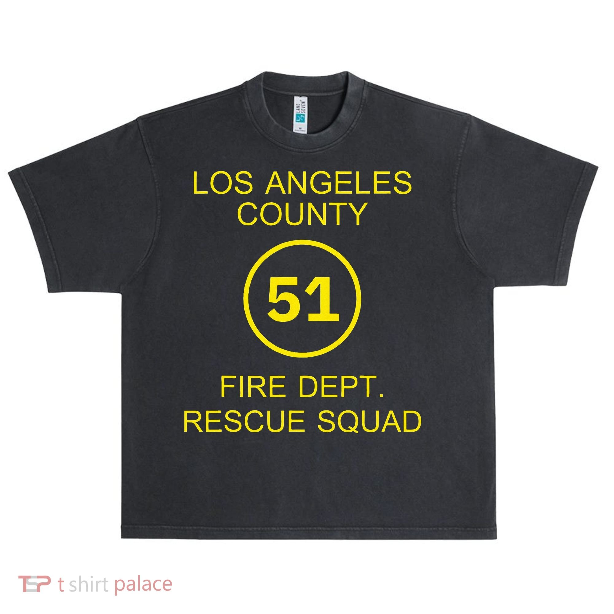 Fire Department Rescue Squad Team L.A. County 51 Urban Oversized Heavyweight T-Shirt