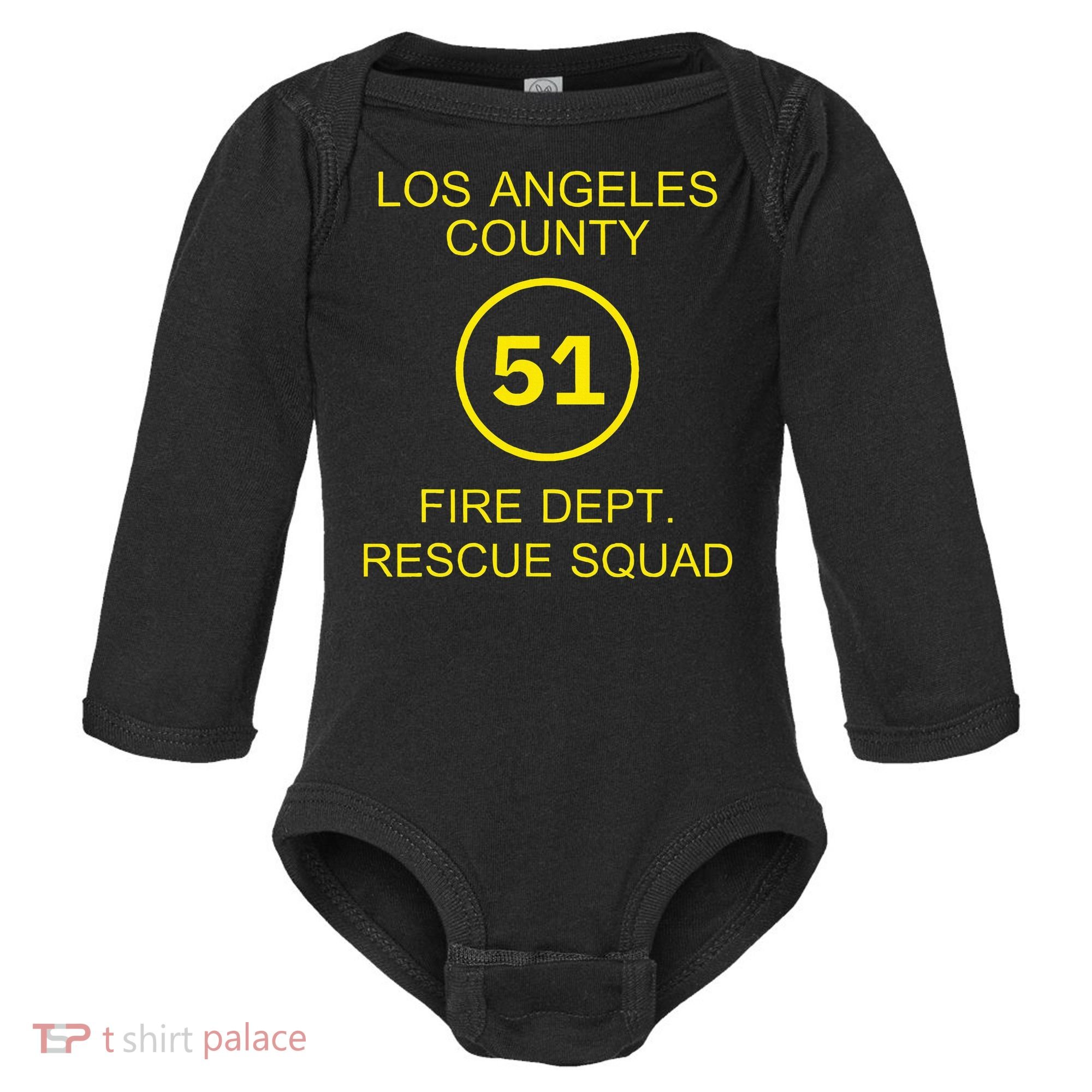 Fire Department Rescue Squad Team L.A. County 51 Baby Long Sleeve Bodysuit