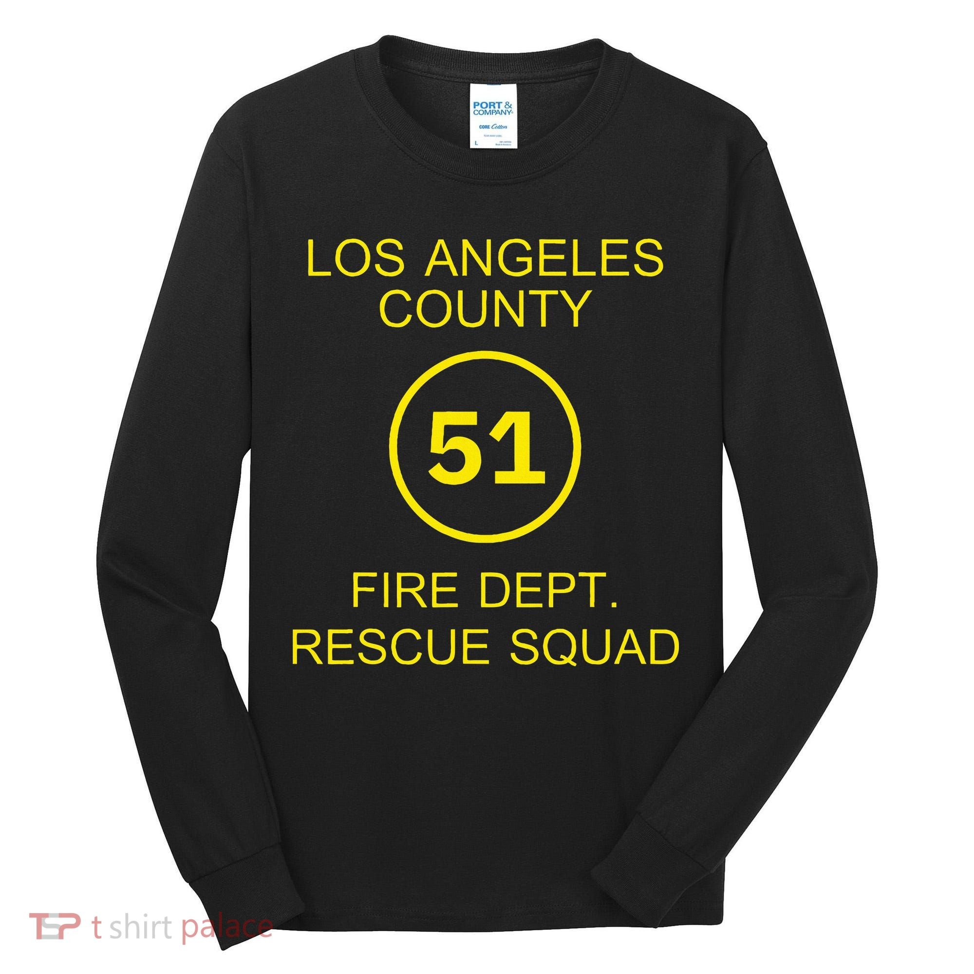 Fire Department Rescue Squad Team L.A. County 51 Tall Long Sleeve Shirt