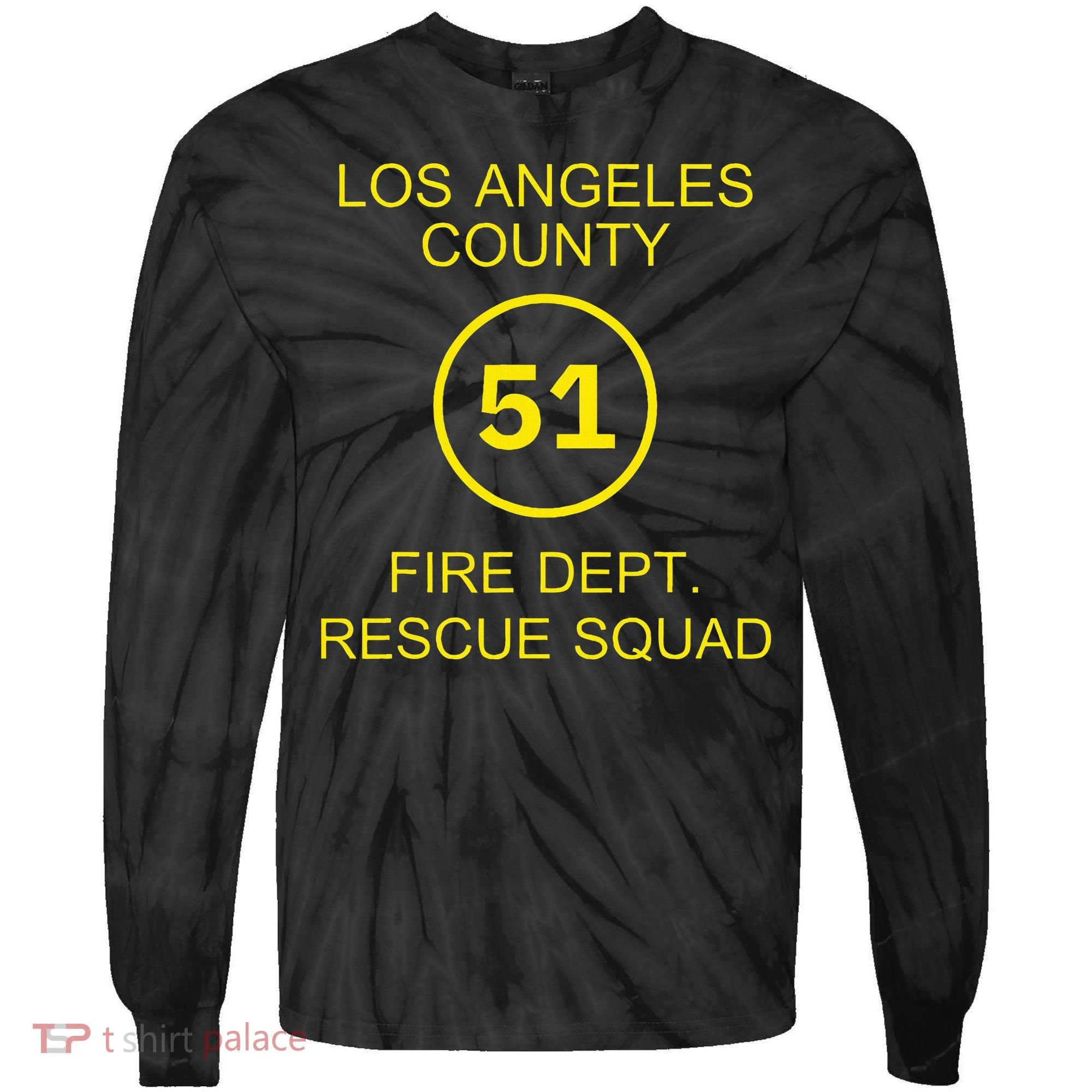 Fire Department Rescue Squad Team L.A. County 51 Tie-Dye Long Sleeve Shirt