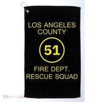 Fire Department Rescue Squad Team L.A. County 51 Golf Towel thumb 0