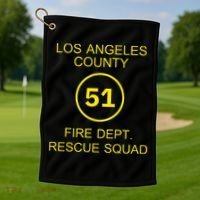 Fire Department Rescue Squad Team L.A. County 51 Golf Towel thumb 1