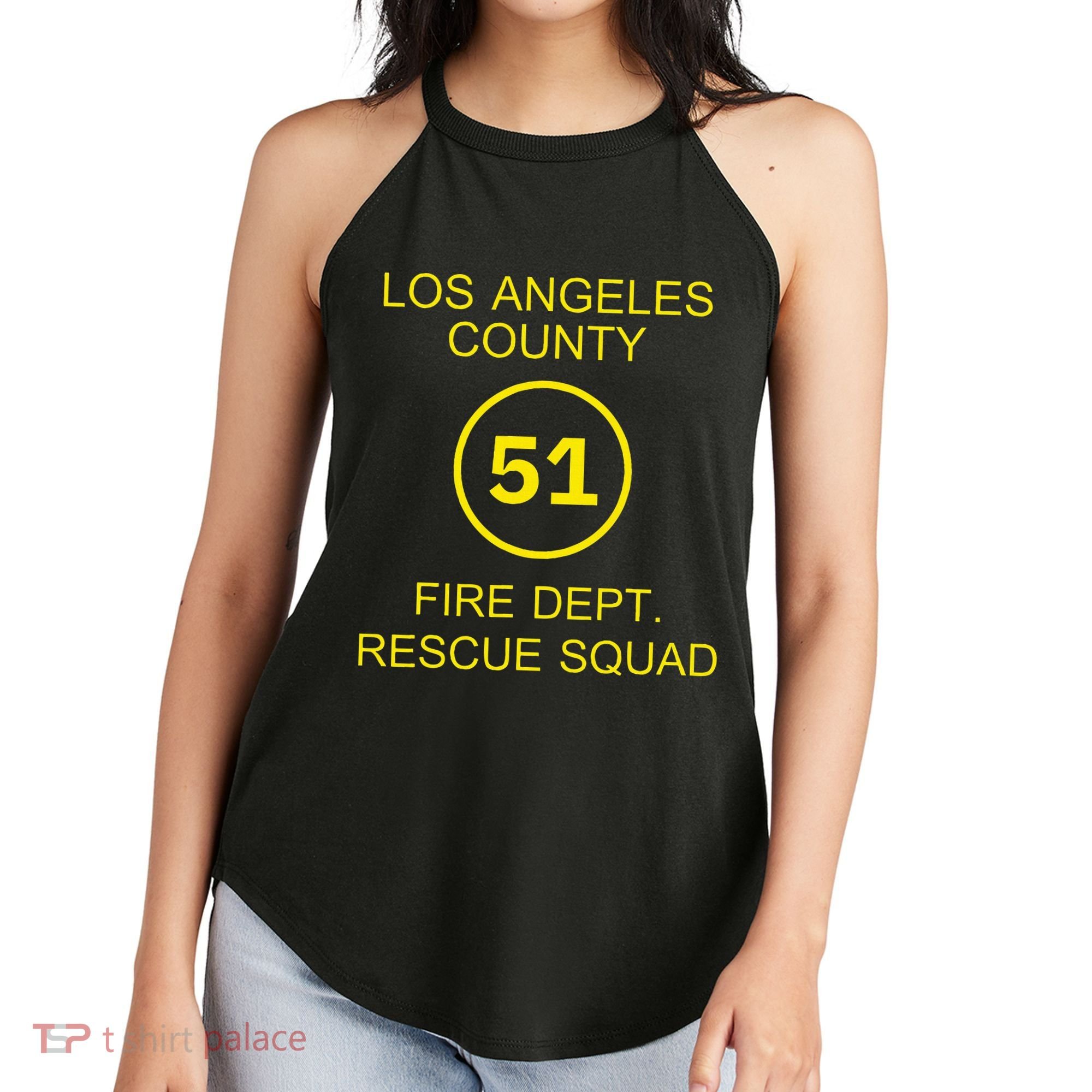 Fire Department Rescue Squad Team L.A. County 51 Women's Perfect Tri Rocker Tank