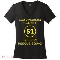Fire Department Rescue Squad Team L.A. County 51 Women's V-Neck T-Shirt thumb 0