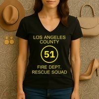 Fire Department Rescue Squad Team L.A. County 51 Women's V-Neck T-Shirt thumb 3