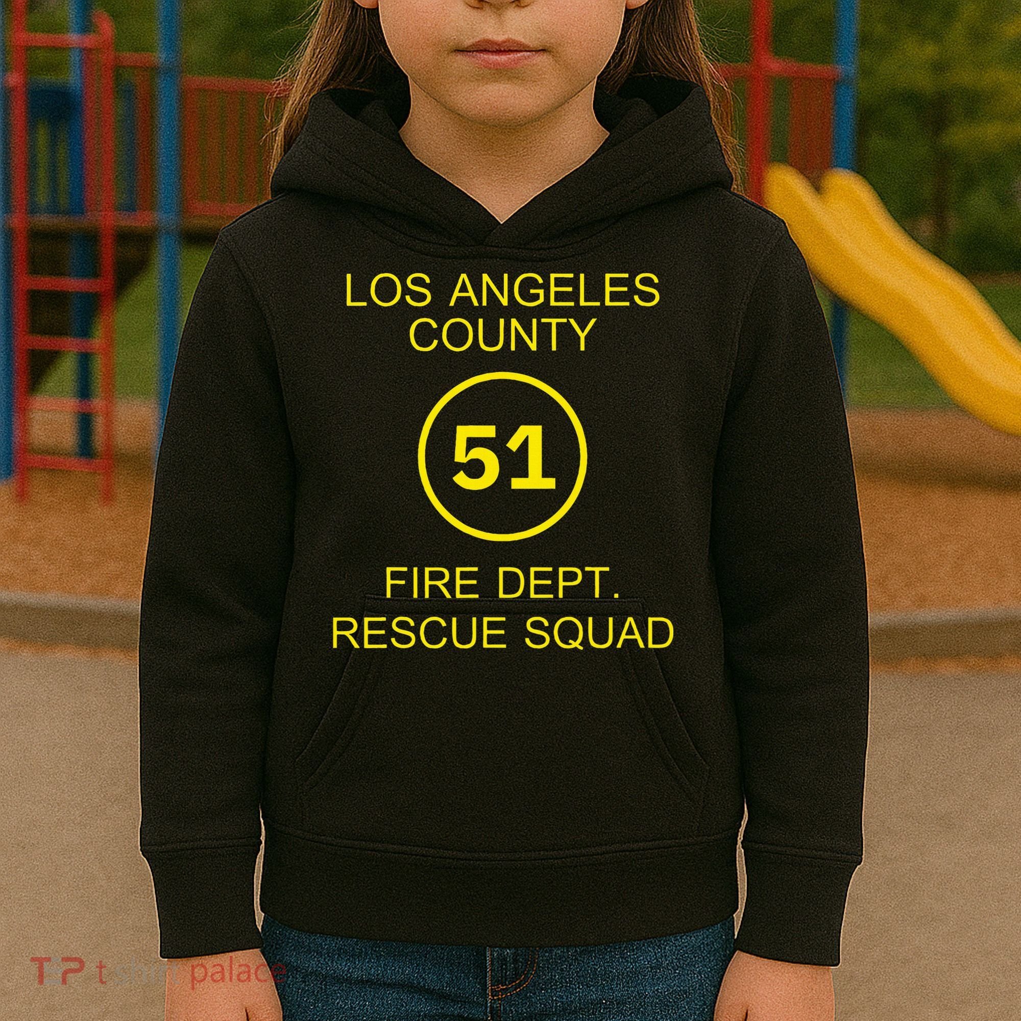 Fire Department Rescue Squad Team L.A. County 51 Kids Hoodie