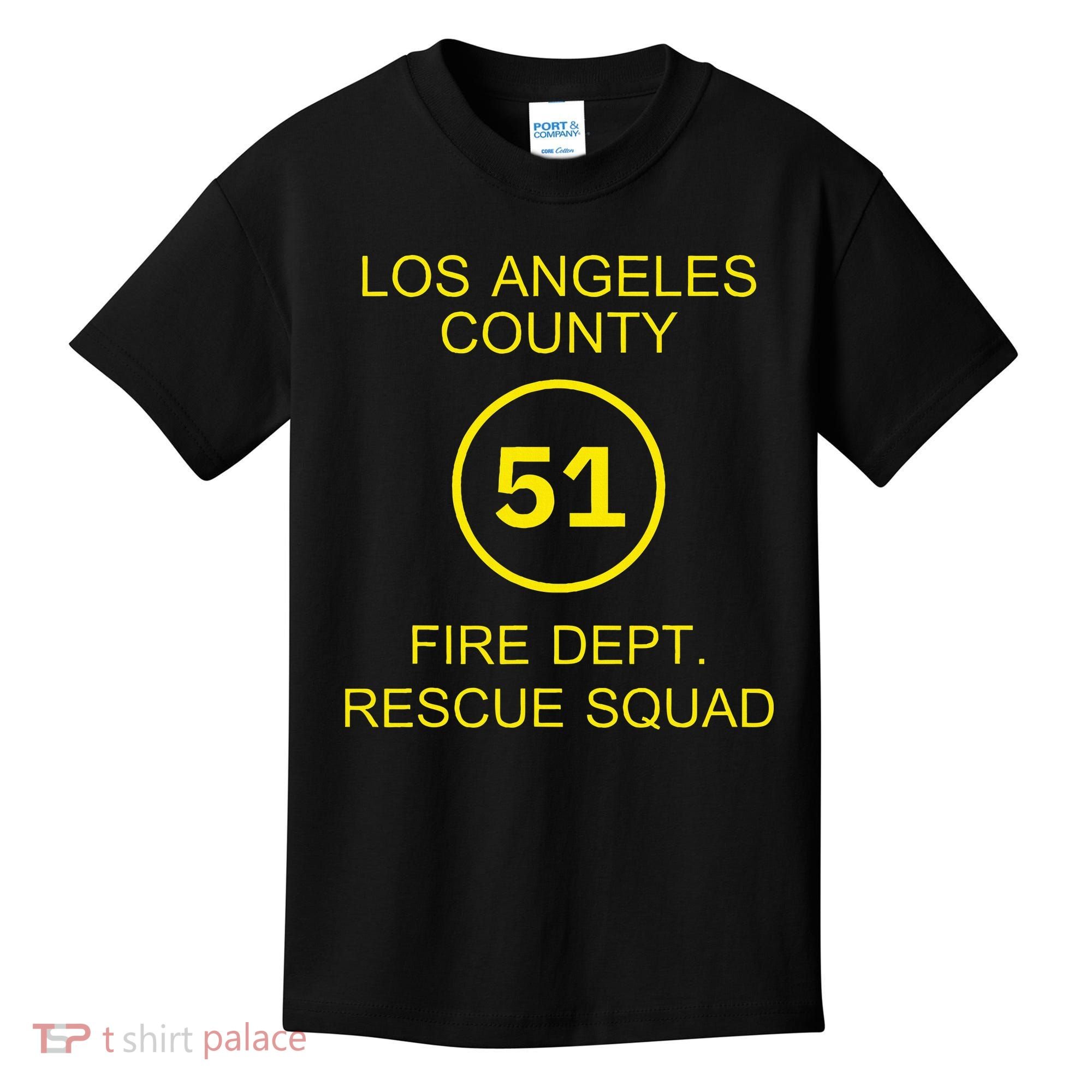 Fire Department Rescue Squad Team L.A. County 51 Kids T-Shirt