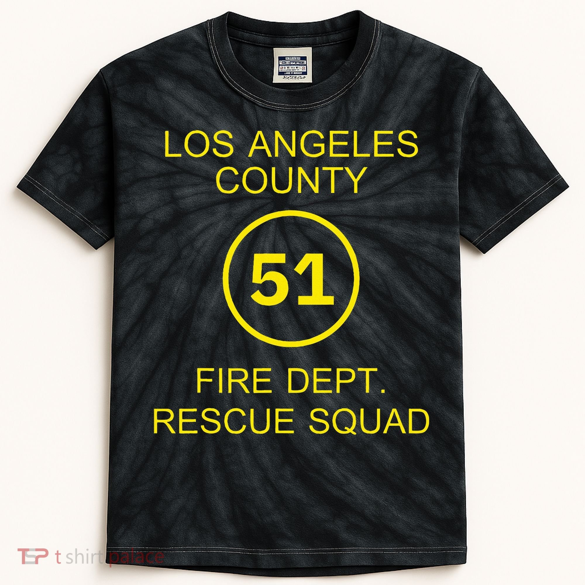 Fire Department Rescue Squad Team L.A. County 51 Kids Tie-Dye T-Shirt