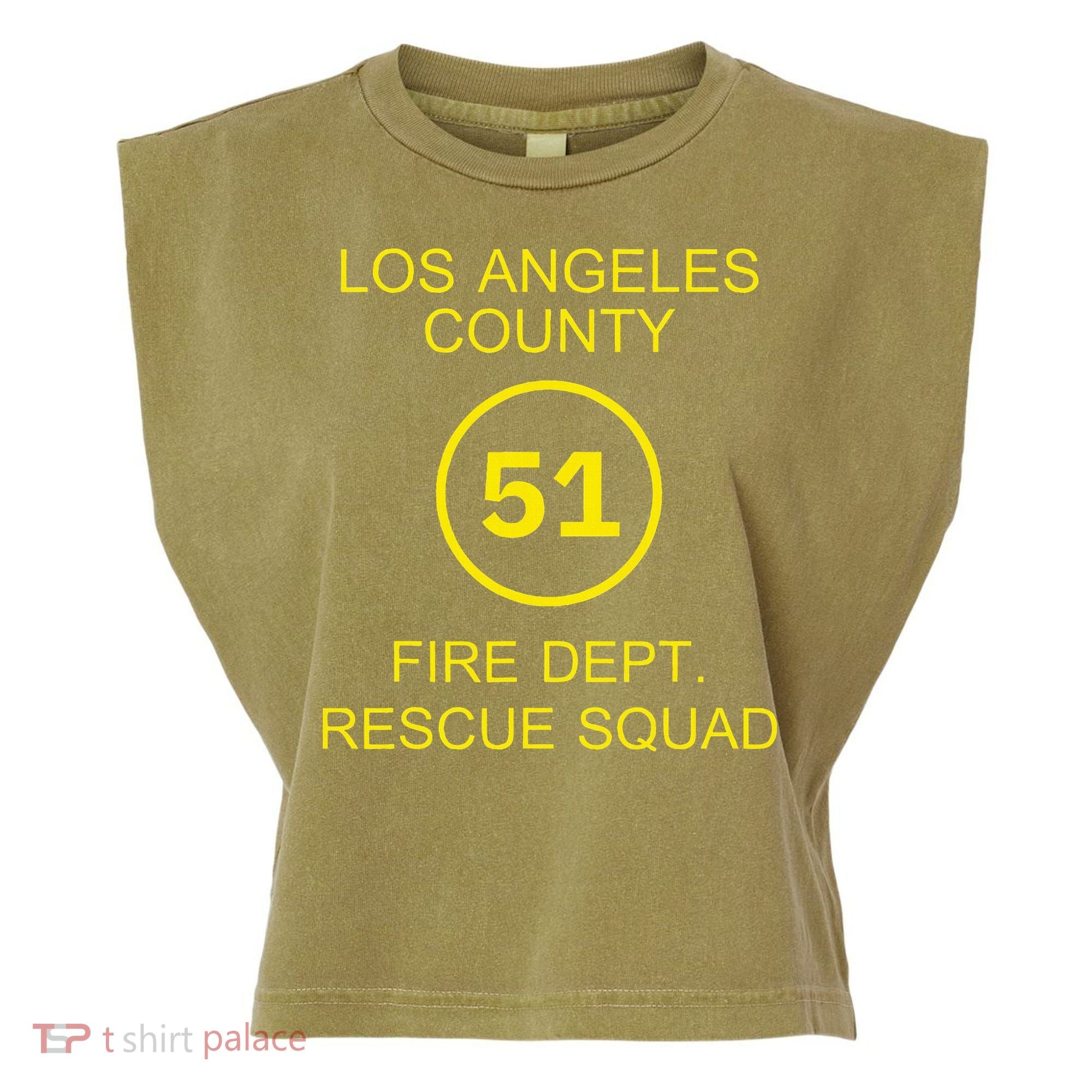 Fire Department Rescue Squad Team L.A. County 51 Garment-Dyed Women's Muscle Tee