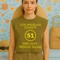 Fire Department Rescue Squad Team L.A. County 51 Garment-Dyed Women's Muscle Tee thumb 4