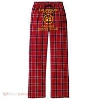 Fire Department Rescue Squad Team L.A. County 51 Women's Flannel Plaid Pajama Pants thumb 0