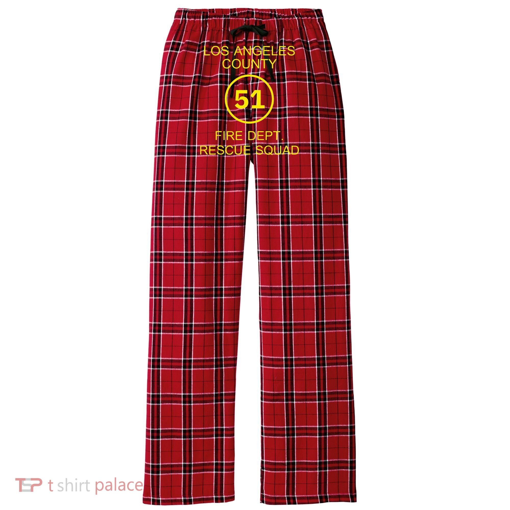 Fire Department Rescue Squad Team L.A. County 51 Women's Flannel Plaid Pajama Pants