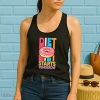 Funny Diet Starts Tomorrow Donut Love Women's Tank Top thumb 2